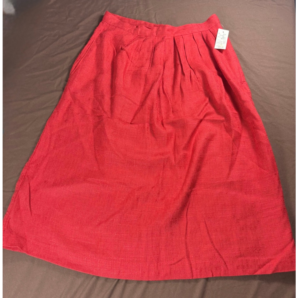 Vintage Christine David Red A-Line Skirt Size 12P NWT Button Zip Closure